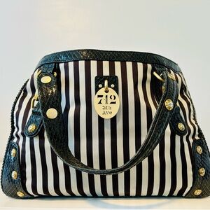 Henri Bendel Large Centennial Striped Barrel Bag Black Snake 712 5th Ave